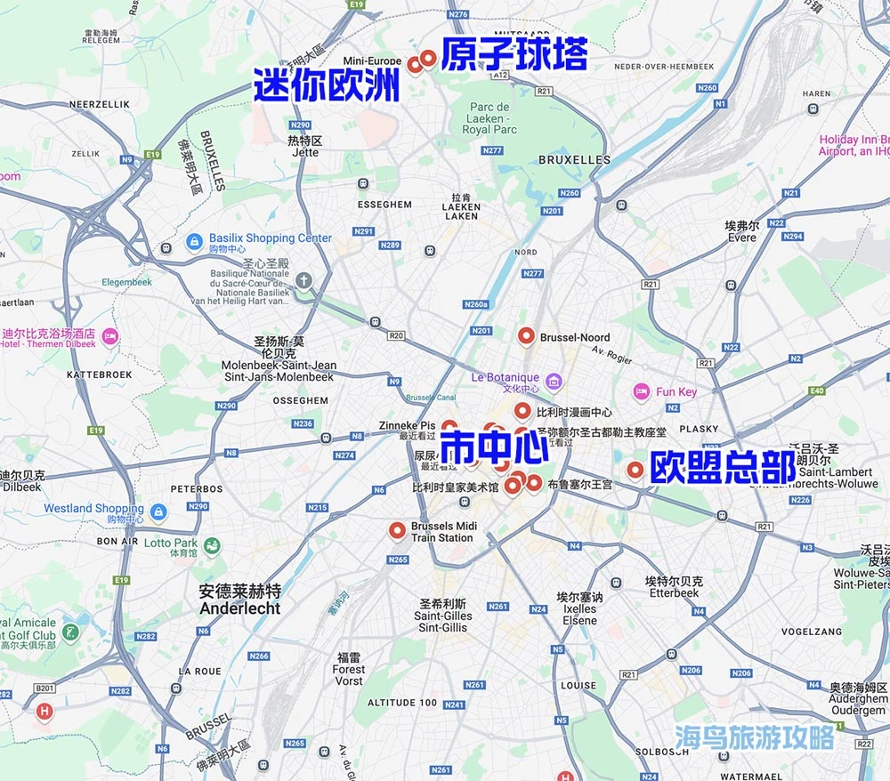 布鲁塞尔首都大区旅游景点地图