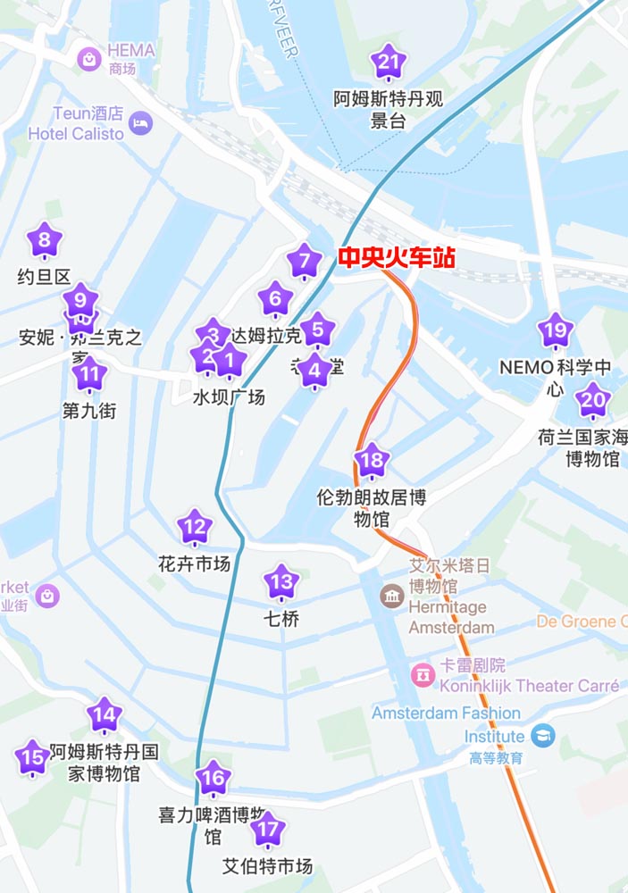 阿姆斯特丹旅游地图