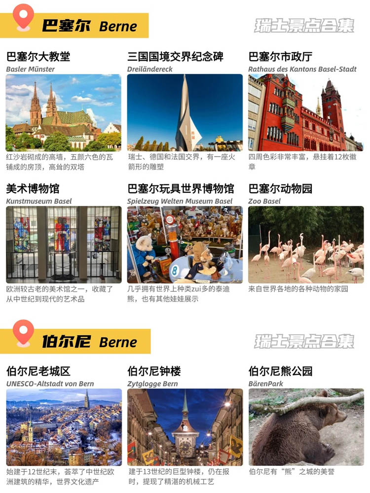 瑞士12城72个主要景点合集